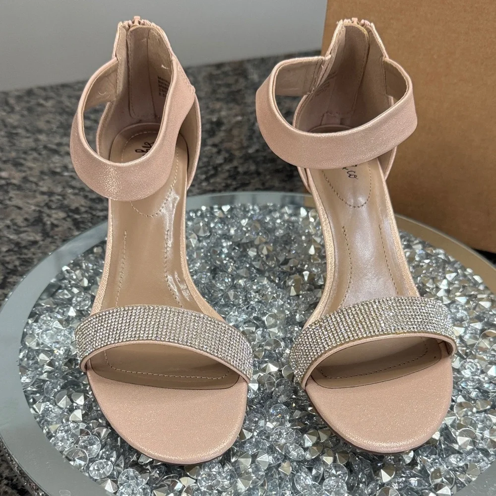 Style & Co. Phillyis blush Pink rose gold Silver rhinestone heels new 8.5W